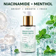 Dr. Roland Brightening Body Cream jar showing niacinamide and menthol ingredients for dark underarm brightening